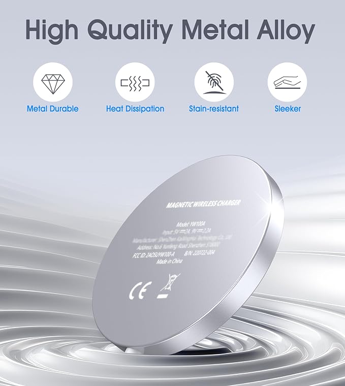 WRVVR for Apple Mag-Safe Charger 2 Pack, Magnetic Wireless Charger for iPhone 17/17 Pro/17 Pro Max/Air/16 15 14 13 12 Pro Max Plus mini, Charging Pad for Airpods Pro 3 2,Strong Magnet, Silver