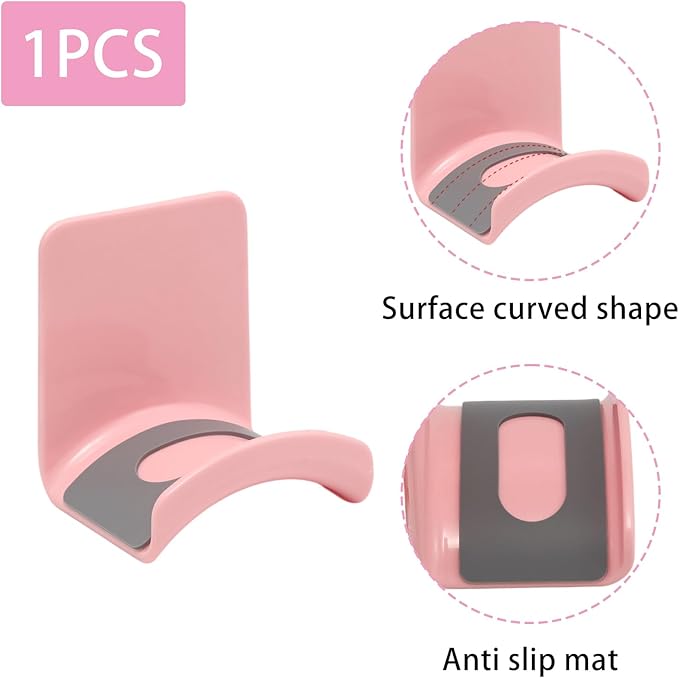 1Pcs Pink ABS Plastic Headphone Stand Hanger, Table Wall Mount Headset Holder Hook, Adhesive Earphones Hangers for Desk Headphone Hanger, Most Headphones and Controller