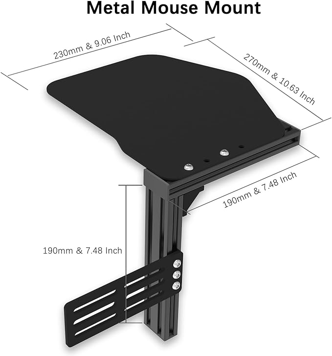 EG STARTS 1x Metal Extend Mouse Pad Holder Platform, Adjustable Horizontally & Height for Desk & Chair Extend Metal Computer Mouse Desk Mount Pads, Flight Joystick Mount Extension Attachment