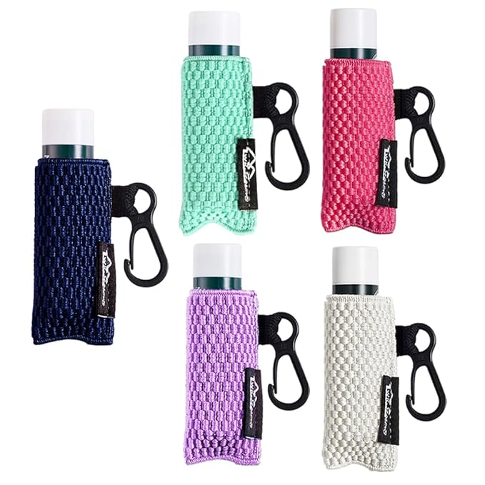 WK IEASON Lip Balm Holder Keychain, Christmas Stocking Stuffers Gifts, 5PCS Clip on Pouch Lip Gloss Holder Compatible With Chapstick Sleeves Holder Key Chains Women Cute Elastic Lipstick Holder