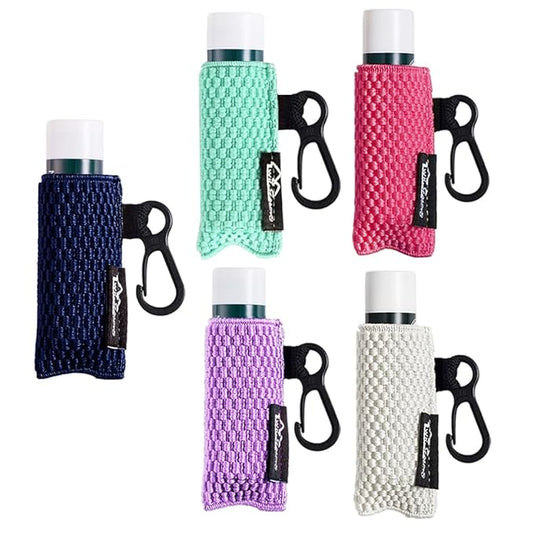 WK IEASON Lip Balm Holder Keychain, Christmas Stocking Stuffers Gifts, 5PCS Clip on Pouch Lip Gloss Holder Compatible With Chapstick Sleeves Holder Key Chains Women Cute Elastic Lipstick Holder