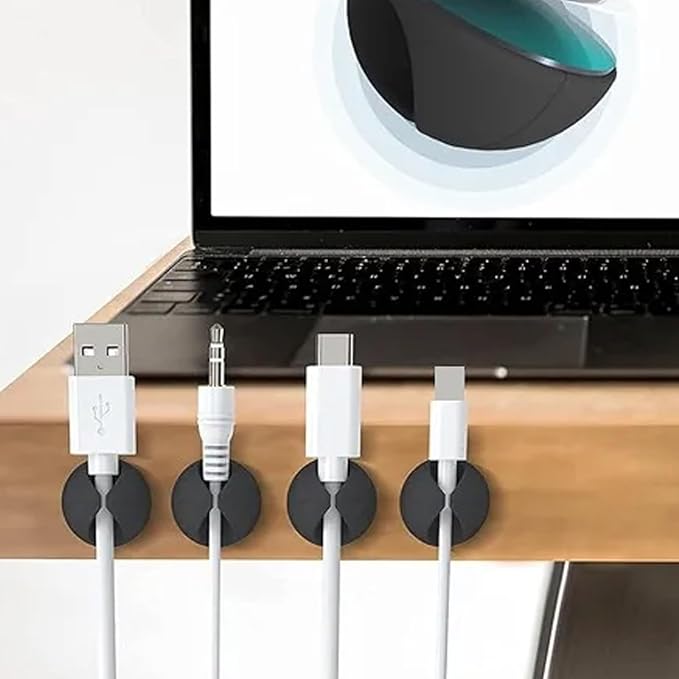 50PCS Desk Organizer,Adhesive Under Desk Cable Management Clips,Cord Organizer,Cable Clips for Nightstand,Wire Holders for Cords, For Home, Office, Car, Cubicle, Nightstand - Black
