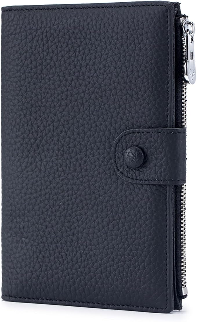 Genuine Leather RFID Blocking Passport Holder Wallet, Multi-Functional Travel Document Organizer with SIM Card Slots (Black)
