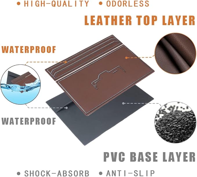 TripleAliners for 2022 2023 2024 2025 2026 Tundra Center Console Leather Insert Storage Organizer Accessories with Trim Compatible with Toyota Tundra 2022-2026 SR SR5 Limited TRD PRO (Leather Brown)