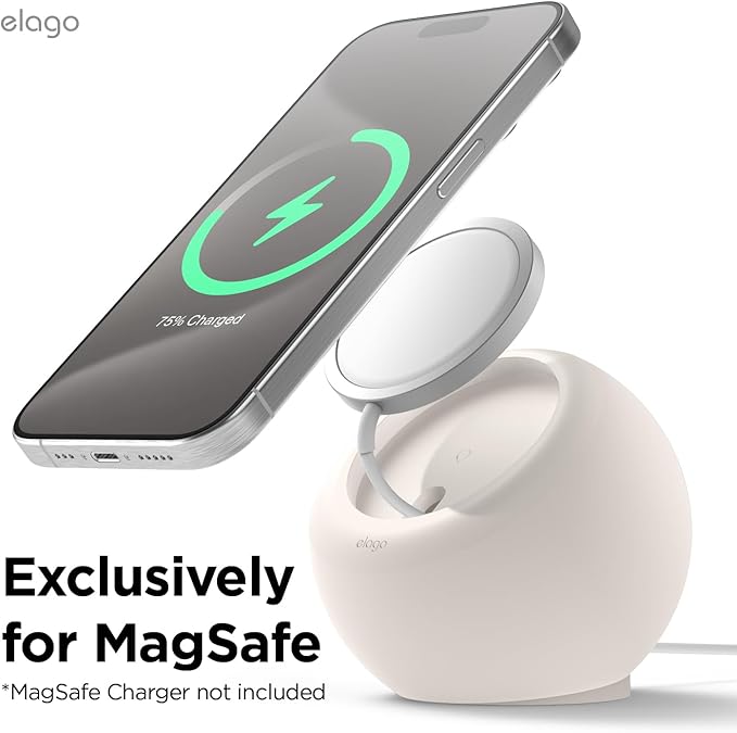 elago MS2 Charging Stand Compatible with MagSafe Charger - Premium Silicone, Compatible with iPhone 17/16/15/14/13/12 Series, Designed for MagSafe Stand [Stone] [Charging Cable Not Included]