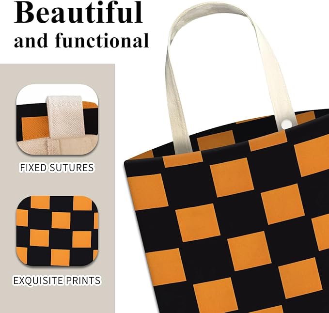 Car Trash Can, Cute Car Trash Bag, Hanging Car Organizer and Storage Bag, Trash Bin for Car Accessories, Vehicle, Travelling, Camping Orange Black Checkerboard