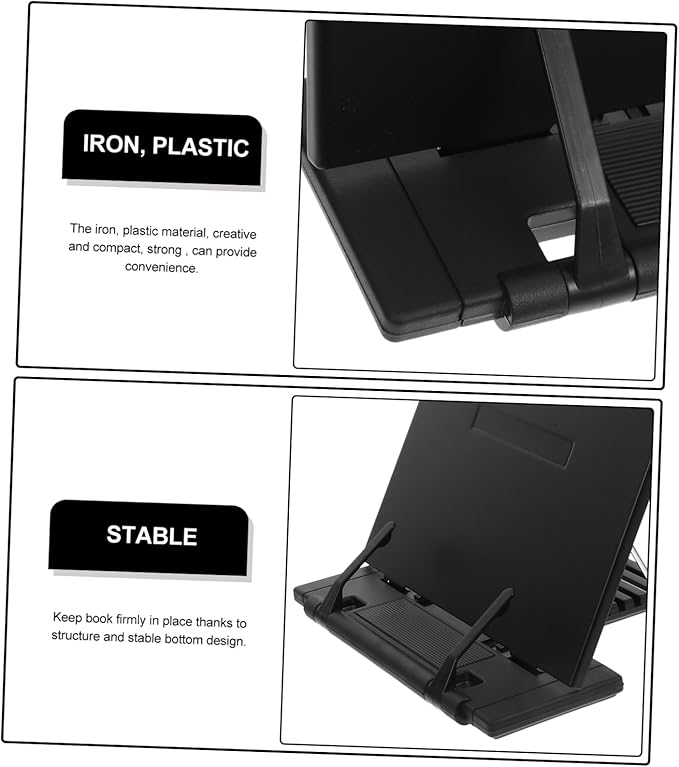 Veemoon Adjustable Document Stand Holder for Reading and Typing Space Saving Desktop Paper Organizer for Books Magazines and Documents Lightweight with Angle for Comfort