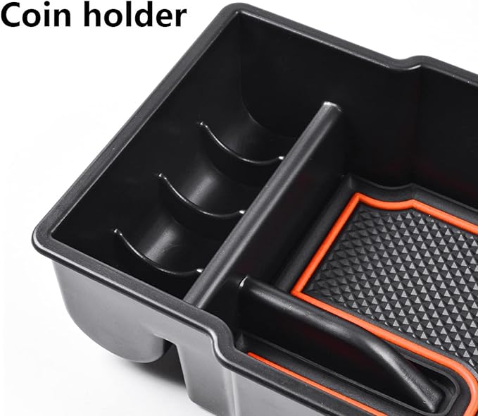 EDBETOS Center Console Organizer Tray Compatible with Jeep Renegade Accessories 2015-2019 2020 2021 2022 2023 Armrest Glove Box Secondary Storage (Orange Line)