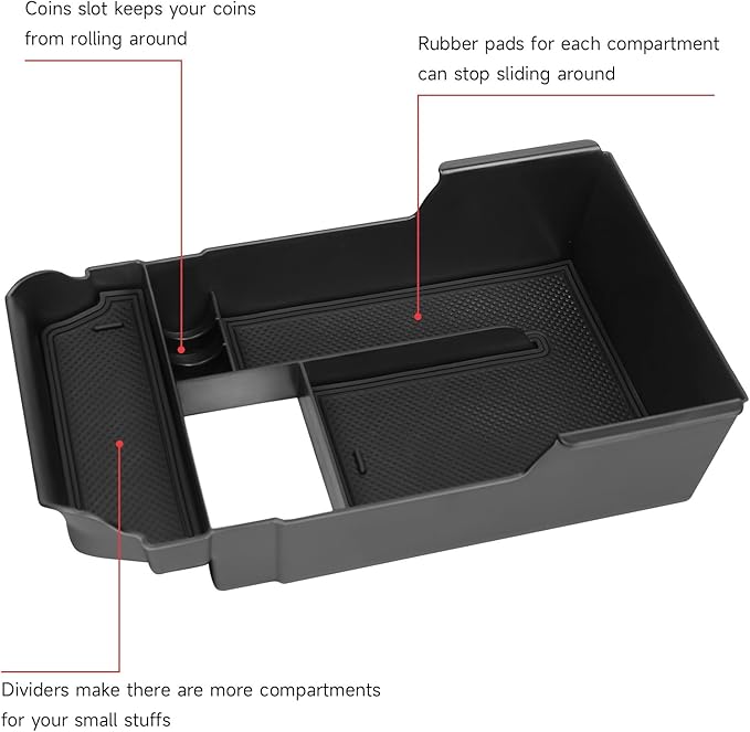Center Console Organizer Tray Compatible with Mazda 2020-2026 CX-30 CX30 Accessories Armrest Storage Box ABS Console Insert Tray Container (Black Mat)
