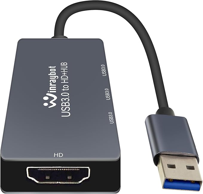 USB to HDMI Adapter for Monitor 1080P@60Hz Display with 5Gbps High Speed Transmission, Support Extend & Mirror Mode, Compatible with Window 7/10/11, Mac OS 10.15+, Laptop, Desktop, TV, Monitor, Silver