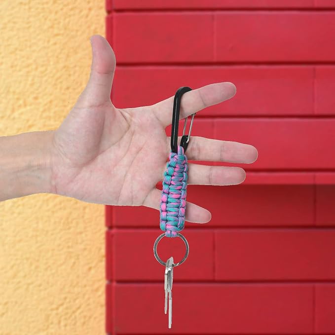 2 Pieces Paracord Keychain with Carabiner,Lanyard Clip for Keys Water Bottle Holder Backpack