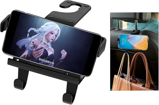 Upgraded Car Headrest Hidden Hook 2 in 1 Car Seat Hooks with Phone Holder for Purse, Hangers Vehicle Organizer ，Durable Hanger Storage Holder Organizer