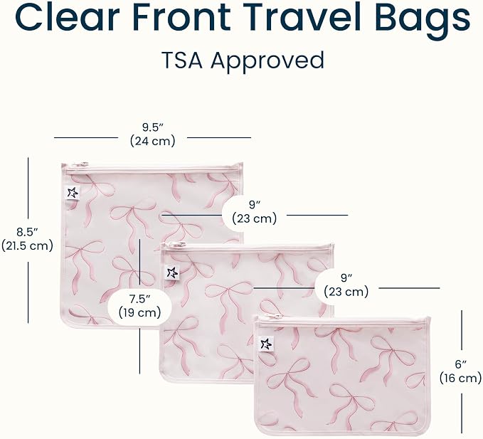 Tiny Twinkle Diaper Bag Organizing Pouches|3 Pack Mess-Proof Clear Front Travel Organizer Bags&TSA Approved Toiletry Bag Set for Baby and Mom Essentials