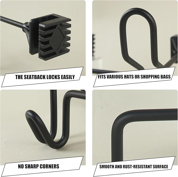 2-Pack Hard Hat Holder for Truck Seat - Dual Heavy Duty Car Headrest Hooks for Construction Gear, Caps & Groceries | Universal Fit for Vehicles