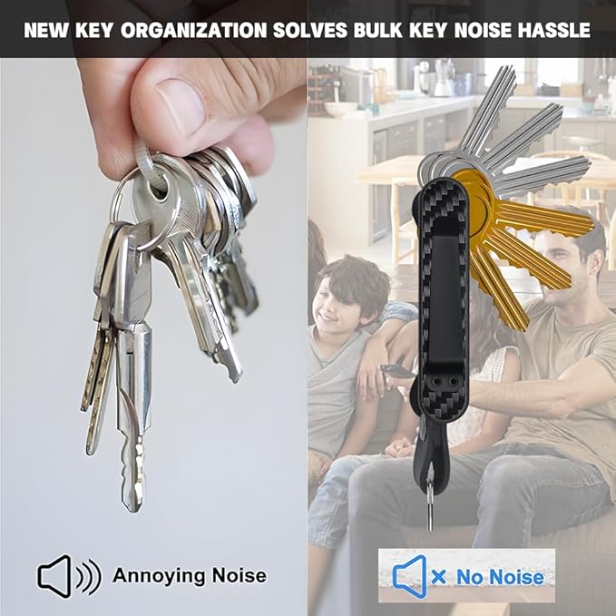 Key Organizer - Compact Real Carbon Fiber Key Holder | Minimalist| O ring included for car key fob