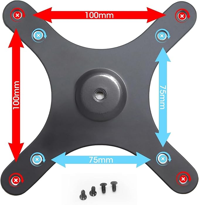 Kado Portable Monitor Mounting Adapter Bracket Plate, 1/4" Screw Hole to 100x100mm 75x75mm, M4 Screw Set Wall Mount Arm Mount Universal, Tripod Camera Stand for Desktop Monitor Portrait/Landscape Mode