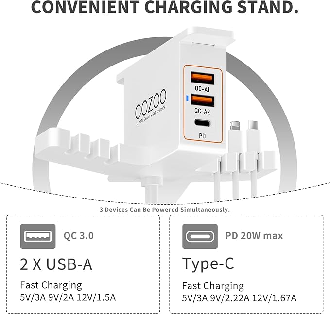 Under Desk Headphone Stand with 20W PD & QC3.0, 3-Port USB Charging Station, Dual Headset Holder & Watch Hook & Cable Organizer,Gaming Accessories, Desk Accessories for Men, Gifts for Gamers Teen Boys