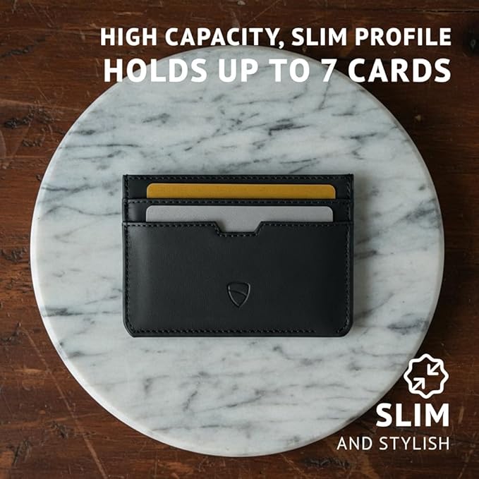 Vaultskin MOORGATE Slim Card Holder – Minimalist Leather Wallet with RFID Blocking, Front Pocket Credit Card Case for Men & Women
