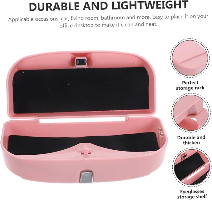 SAFIGLE 1Pc Multifunctional Vehicle Mounted Eyewear Case Pink Visor Clip for Sunglasses and Ticket Storage for Organizing Glasses Accessories and More Car Home