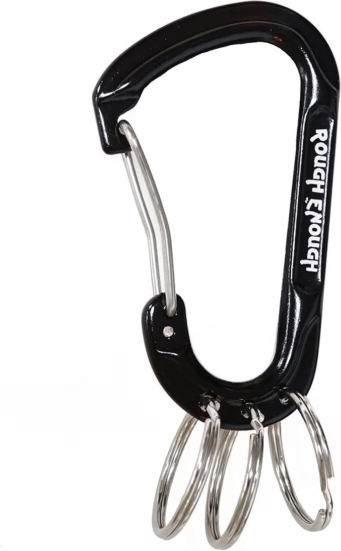 Rough Enough Carabiner Keychain Clip with Triple 3 Keyring Buckle Aluminum Alloy Metal for EDC Preppy Teens Men