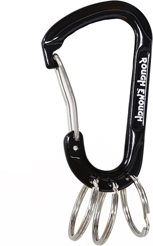 Rough Enough Carabiner Keychain Clip with Triple 3 Keyring Buckle Aluminum Alloy Metal for EDC Preppy Teens Men