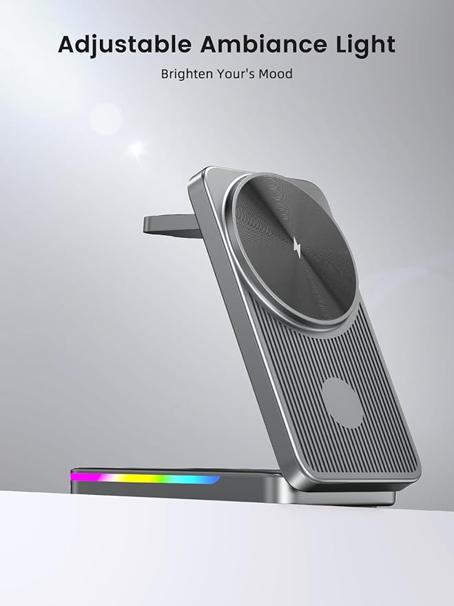 Magnetic Wireless Charger for Samsung Galaxy S26 Ultra, 3 in 1 Wireless Charging Station for Samsung Watch 8, Travel Foldable MagSafe Charger Stand for Android S25 Ultra/Z Fold/Z Flip 7, Buds 4 Pro
