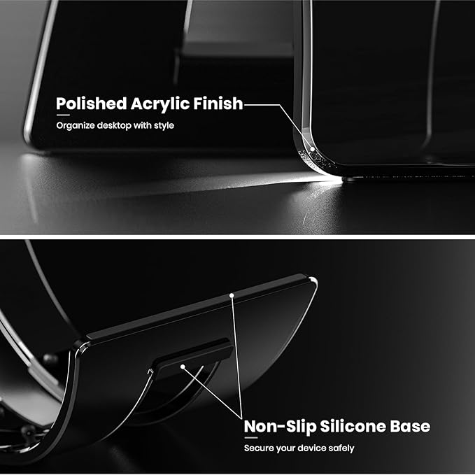 Vertical Laptop Stand for Desk, Vertical Laptop Hoder Space-Saving Organizer for All MacBook, Laptop Stand Acrylic Invisible Desktop Notebook Dock-Black…