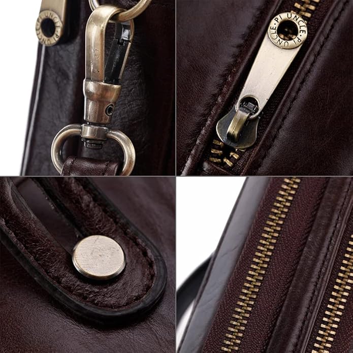 KPYWZER Leather Clutch Purse Wallet Men Wrist Bag