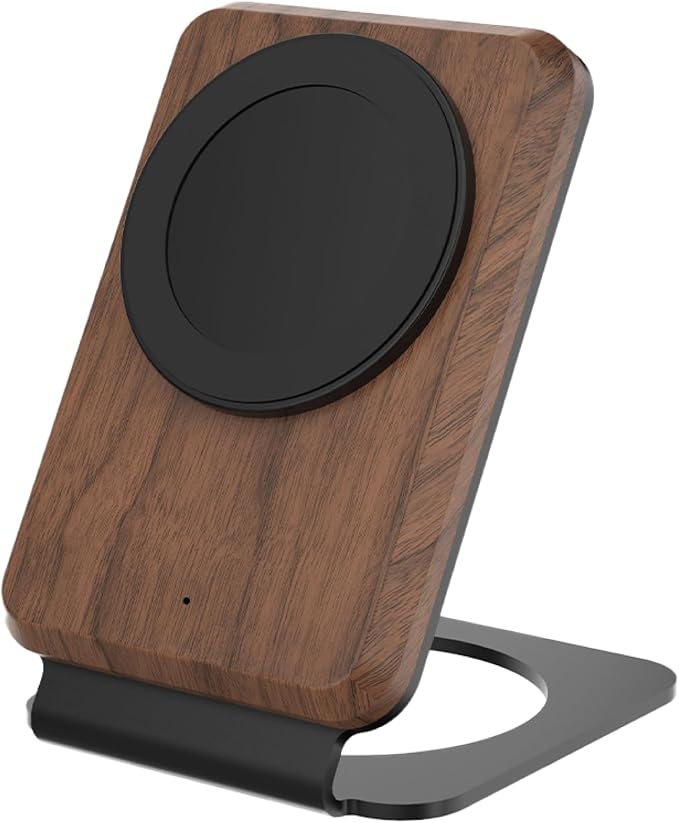 ARK Uno² - Solid Wood Phone Stand Magnetic Wireless Charging Station w/Adapter & USB to USBC 15W Wireless Charger. Home, Office, Kitchen,Best Mens Gifts!