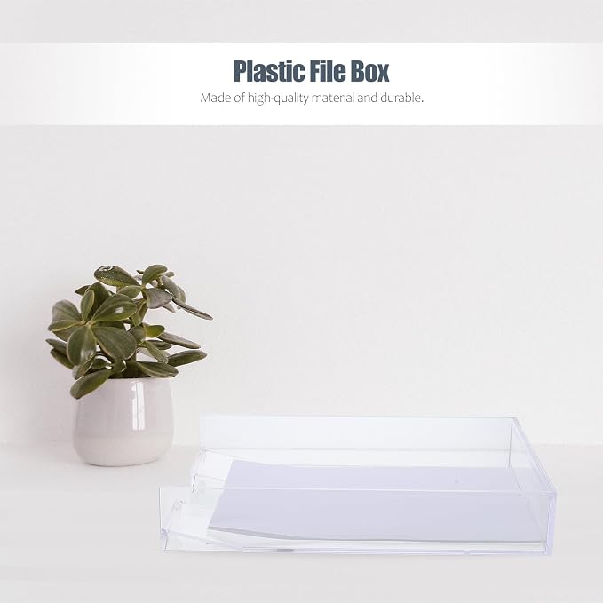 SECFOU Stackable Plastic File Storage Box A4 Paper Organizer Document Case Desktop Office Storage Holder for Home and School