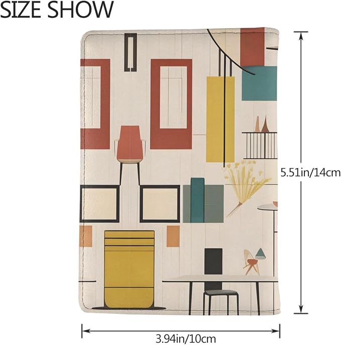 Mid Century Modern Passport Holder, Ultra-Thin, Lightweight Travel Wallet, Unisex.