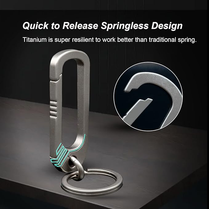 Titanium Key Holder Heavy Duty Quick Release Keychain Clip with Key Ring for Men and Women