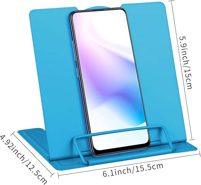 Honagu Small Book Stand Book Holder Metal Desk Stand for Reading Hands Free, Adjustable Cookbook Documents Holder, Portable for Music Books, Textbook, Recipe, Tablet, Ipad, Great Gifts (Sky Blue)