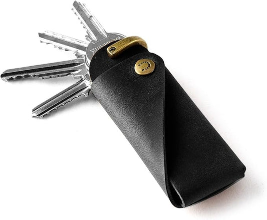 Crazy Horse Craft, Leather Key Holder, Keychain, Minimalist Keyring, Fob, EDC Organizer Cover Sleeve Finder Bag Tag Case