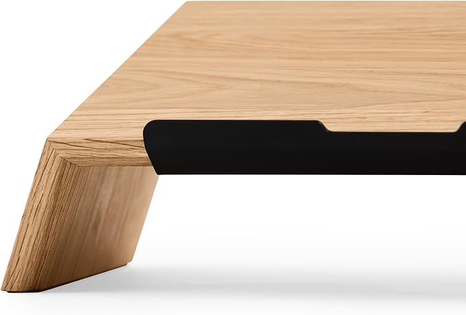 Oakywood Wooden Slanted Laptop Stand for Desk - Convenient Riser & Holder - Ergonomic Wood Stand 45x22x14cm - for 13-14" Laptops Oak