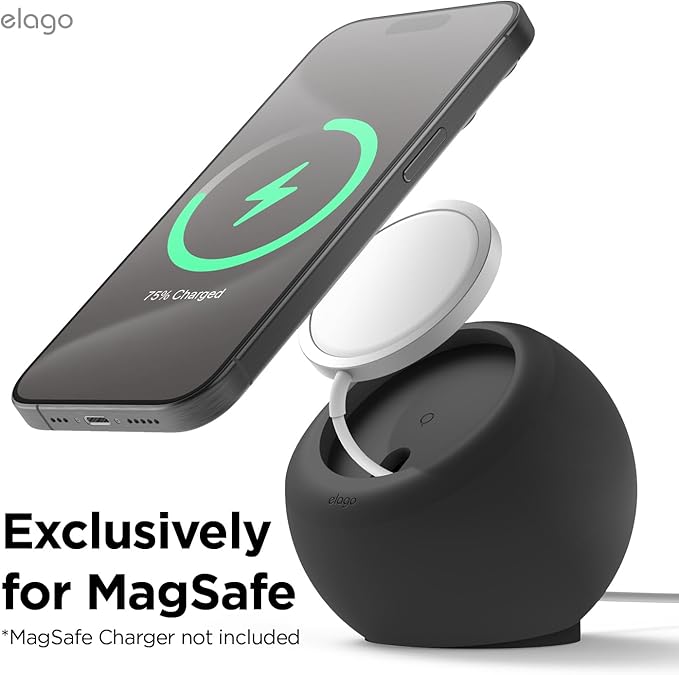 elago MS2 Charging Stand Compatible with MagSafe Charger - Premium Silicone, Compatible with iPhone 17/16/15/14/13/12 Series, Designed for MagSafe Stand [Black] [Charging Cable Not Included]