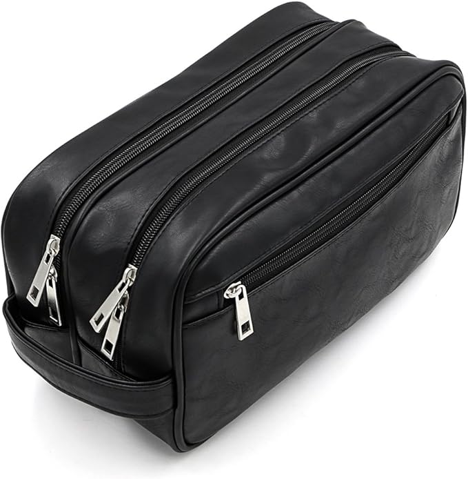 Sumnacon Toiletry Bags, Unisex PU Leather Waterproof Travel Toiletry Bag Organizer Perfect for Shaving Grooming Dopp Kit & Household Business Vacation, Cosmetic Bag with Portable Handle