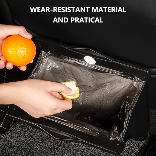 XSUPER Hanging Trash Bag with Smart LED, Magnetic Car Can, Waterproof PU Leather Garbage Can, Multipurpose Garbage Bag for Back Seat with 15 Disposable Bags, Black