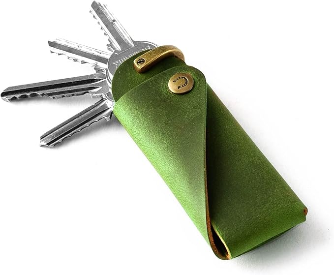 Crazy Horse Craft, Leather Key Holder, Keychain, Minimalist Keyring, Fob, EDC Organizer Cover Sleeve Finder Bag Tag Case