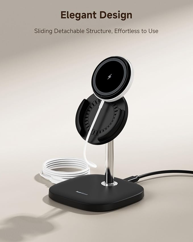 Magnetic Charger Stand for Samsung S26 Ultra/S26+/S26/S25/S24/Z Flip7/Z Flod7 & iPhone Air/17/16/15/14/13/12, Detachable Wireless Charging Station Compatible with MagSafe