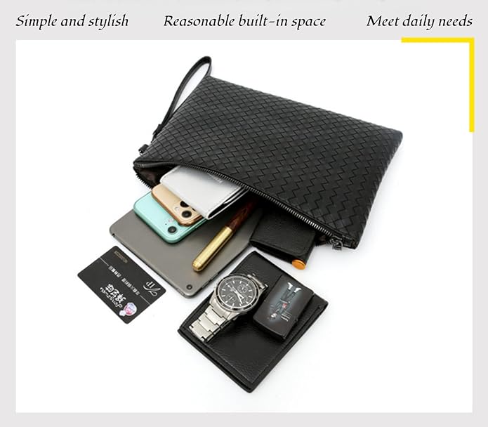 Mens Clutch Bag Man Purse Handbag 9.5-11 inches Large Hand Bag Big Clutch Wallet