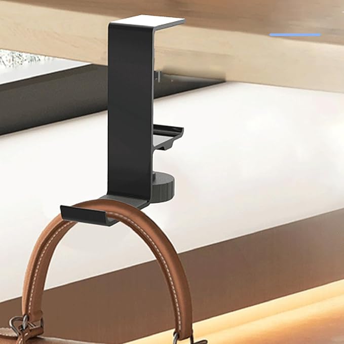 QMQJIA Metal Earphone Holder Hook Under Desk Headphone Stand Headset Hanger with Adjustable Clamp Universal Aluminum Alloy Headphone Hanger Sturdy Hook for Hanging Headphones On Desk Or Shelf