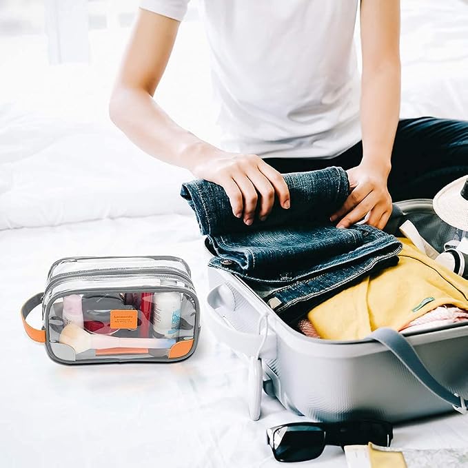 Lermende Toiletry Bag, Clear Shaving Dopp Kit for Men Travel Toiletry Bag with Hand Strap Unisex Bathroom Toiletries Organiser