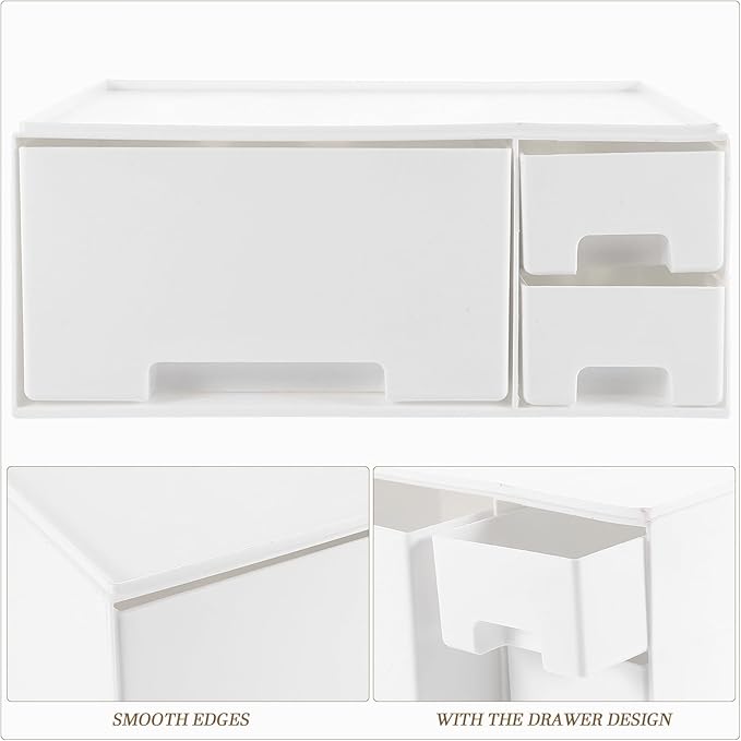 Gatuida Desk Monitor Stand Riser: Desk Organizer with Drawer for Office Supplies, White