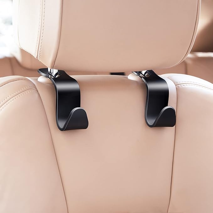 4 Pack Car Back Seat Headrest Hook Hanger for Purse Grocery Bag Handbag Hat, Purse Hook for Car with Clip