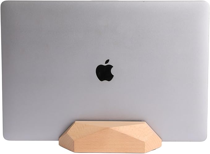 Adjustable Vertical Laptop Stand, MacBook Holder Wood Stand, Wooden Laptop Stand, Vertical Laptop Holder for Desk, Width Adjustable Dock Fits All MacBook/Surface Pro