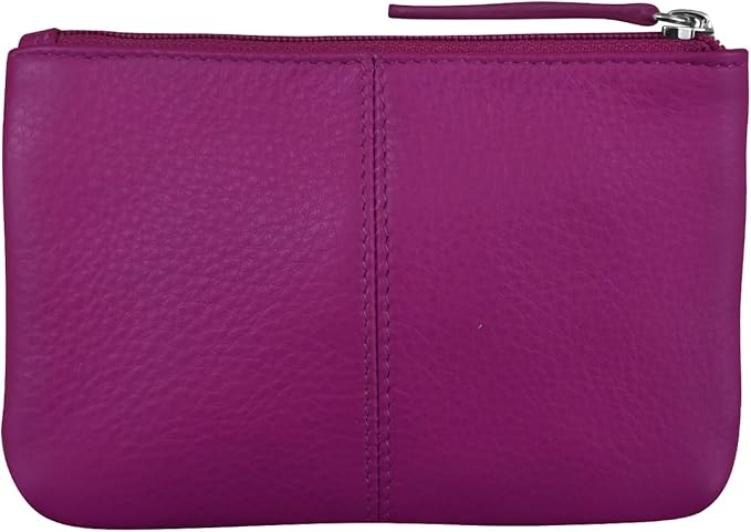 ili New York Mini Leather Coin Purse, Compact Genuine Leather Pouch with Key Ring & RFID Protection, Used for Coins, Keys and Cards, Ideal for Travel and Everyday Carry, Orchid