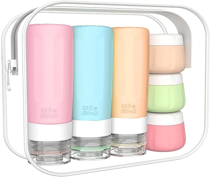 vodvob TSA Approved Travel Bottles Set, 16 Pack Leak Proof Silicone Refillable Containers for Toiletries, Perfect for Shampoo, Conditioner, Lotion & Travel Essentials (tz-1)
