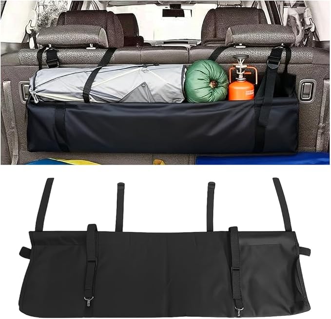 Car Trunk Organizer, Collapsible Vehicle Backseat Cargo Storage Hanging Organizer, Space Saving Waterproof Automotive Back Seat Storage Bag Accessories, Universal Fit