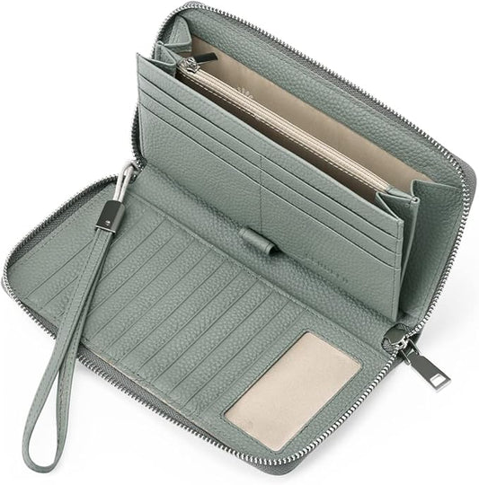 SENDEFN Leather Women's Wallets RFID Blocking Zip Around Large Capacity Long Credit Card Holder Wallet